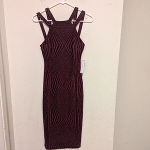 NWT Premier Amour Black And Burgundy Sparkly Sleeveless Dress Size 6